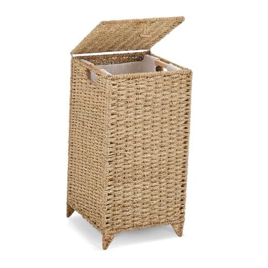65L Seagrass Laundry Hamper with Lid and Removable Liner Bag