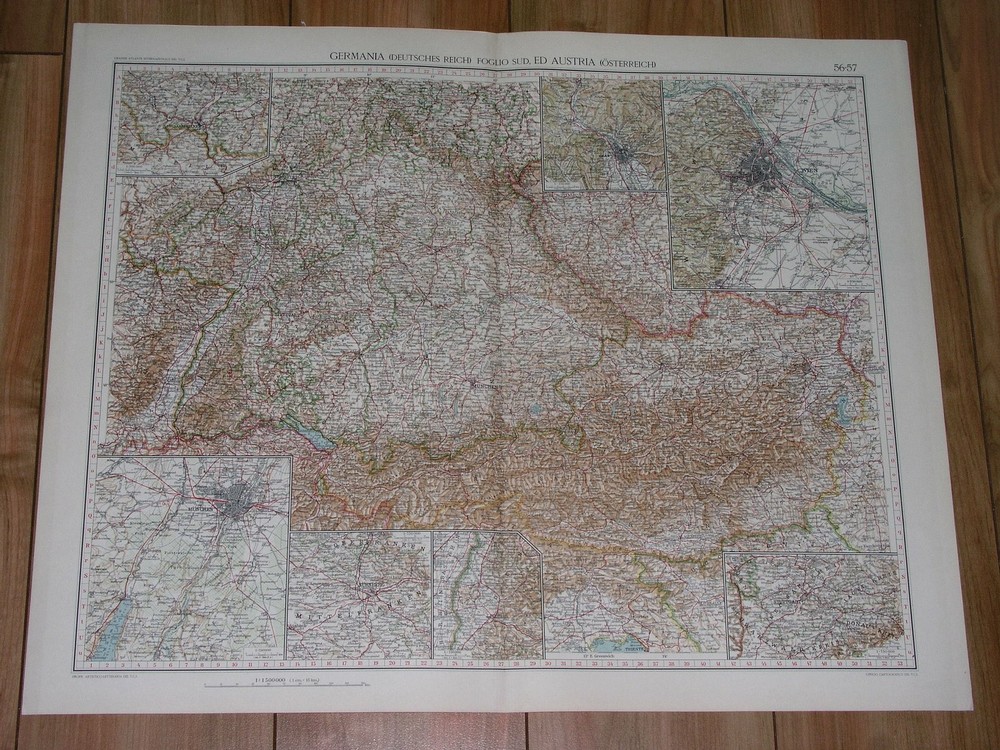 1927 Map Of Southern Germany Bavaria Baden Munich Stuttgart Austria Vienna Graz
