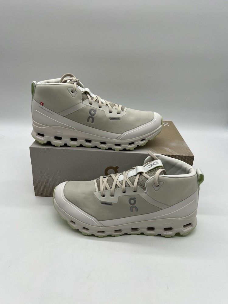 On Running Cloudroam Waterproof Women 10.5 Ice Limelight Grey Hiking Boots Shoes