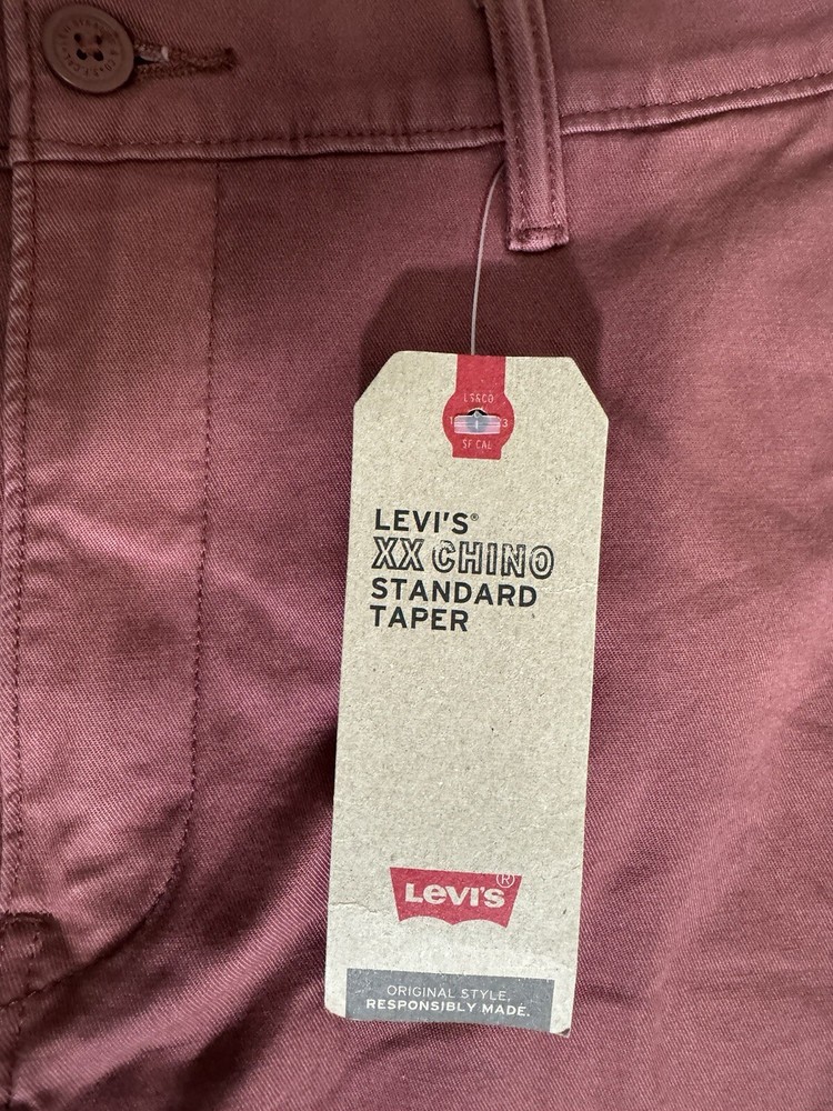 Levis Jeans  XX Chino Pants Standard Taper Fit Stretch Burgundy 34 x 32