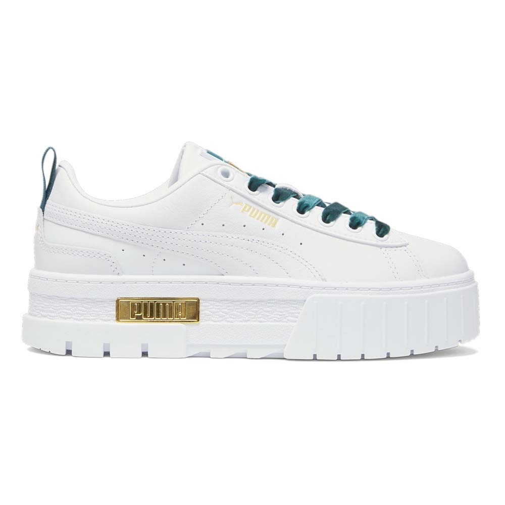 PUMA Mayze Heritage Velvet Platform  Womens White Sneakers Casual Shoes 39711301