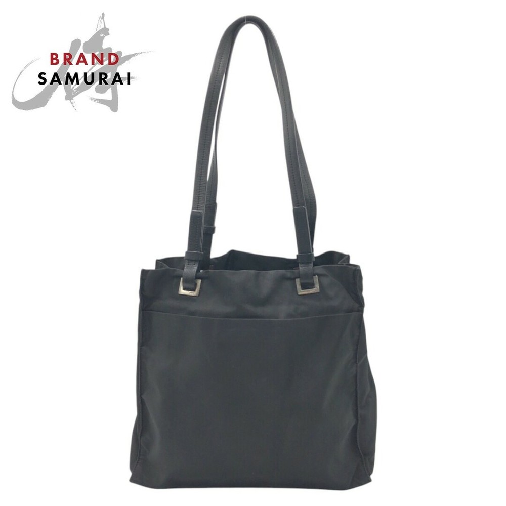 RARE PRADA Black Nylon Tessuto Triangle Logo Tote Bag Unisex 409575 Pre-Owned