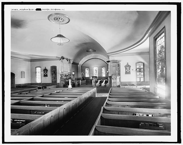 Photo:Interior,Saint John's Church,pews,religious historic photo