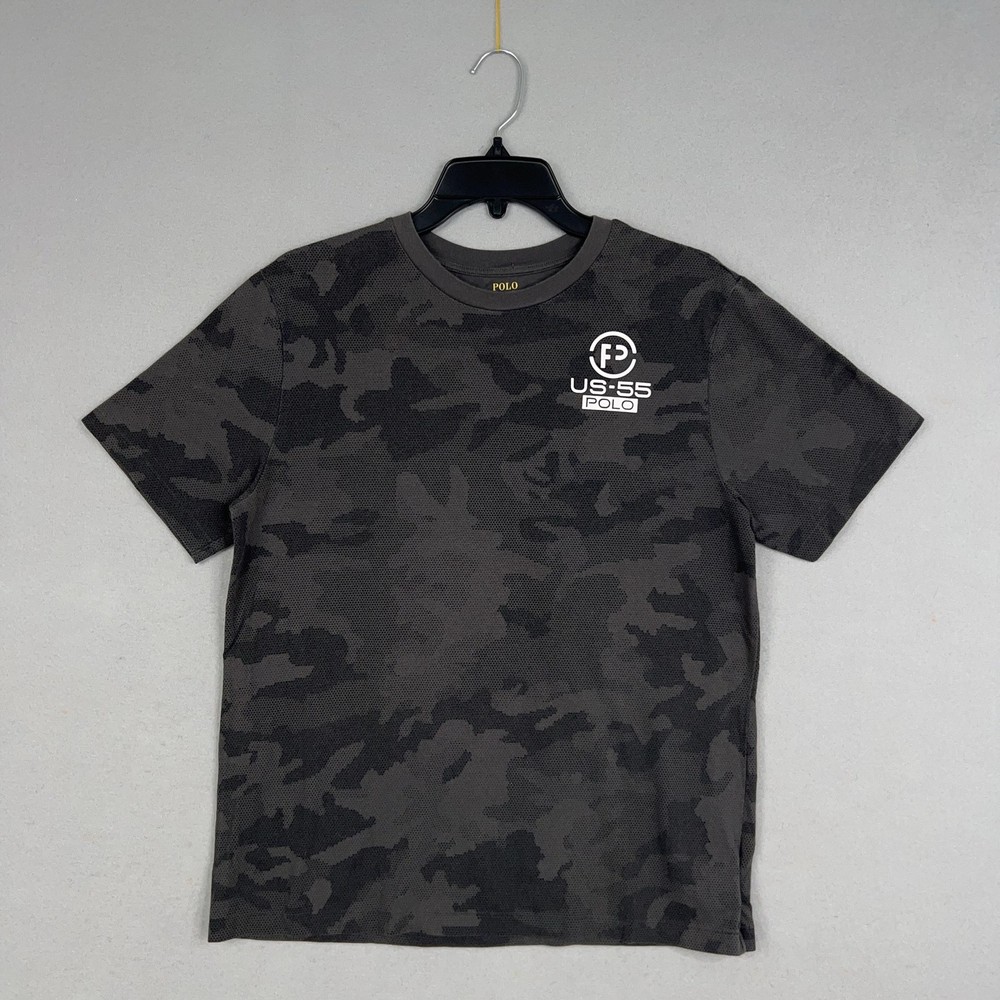 Polo Ralph Lauren Shirt Boy XL 18-20 Grey Camo Tee Youth Crewneck Casual Active