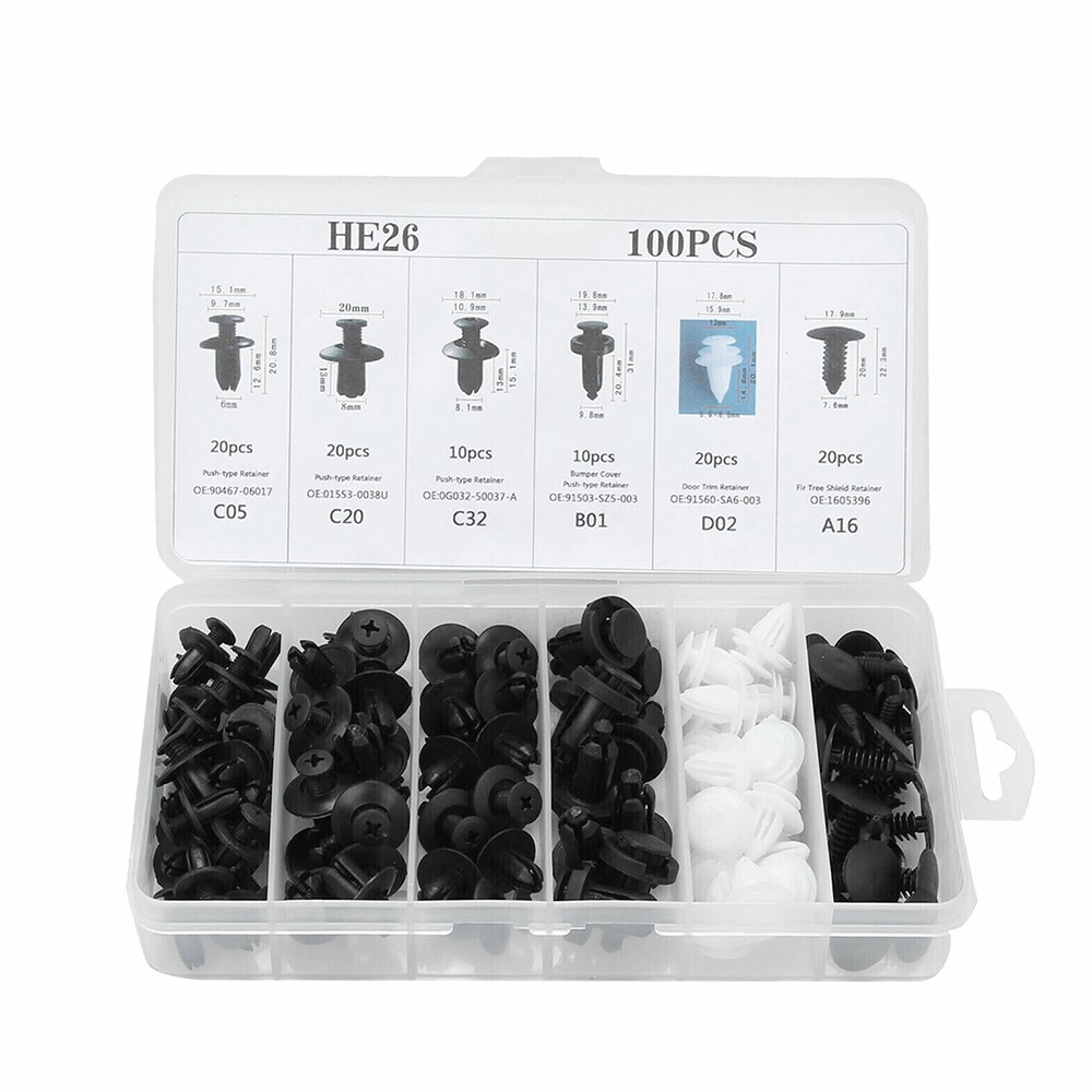 For Honda CAR 100x Box Set Bumper Fender Liner Push Type Retainer Clips Fastener