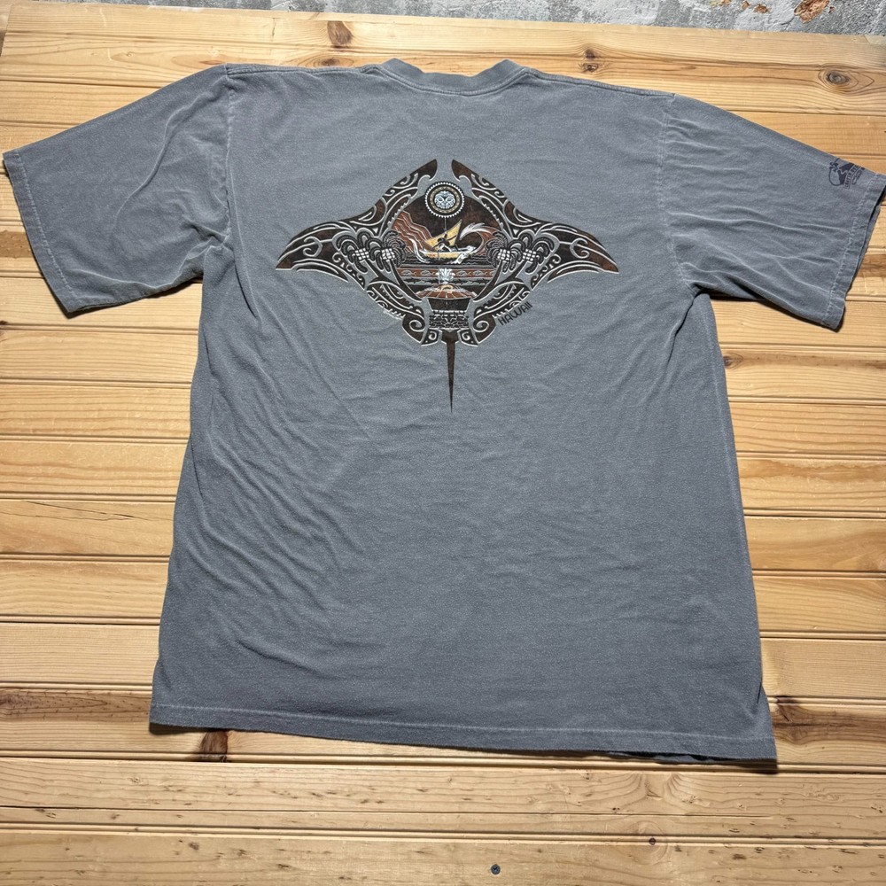 Vintage Y2K Crazy Shirts Hawaii Tribal Manta Ray Beach Surf Souvenir T-Shirt XL