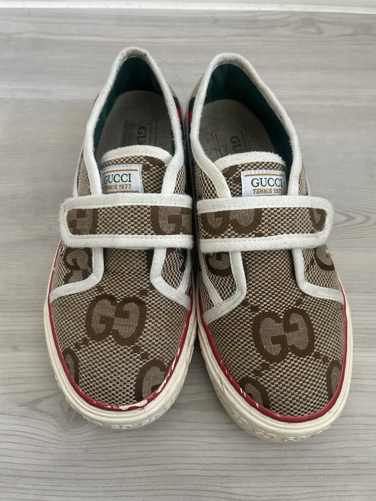 Gucci Jumbo GG Canvas 1977 Tennis Velco Sneakers Size 7