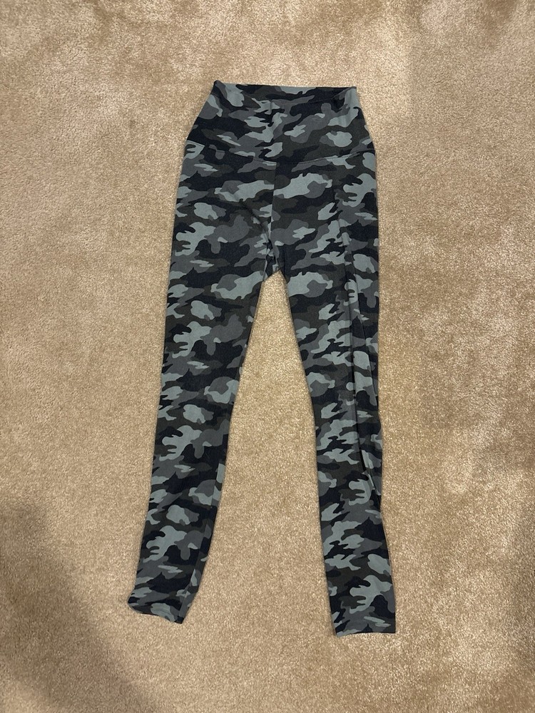 Simply Vera Vera Wang Camouflage Ankle Leggings S Black Gray Cotton Stretch