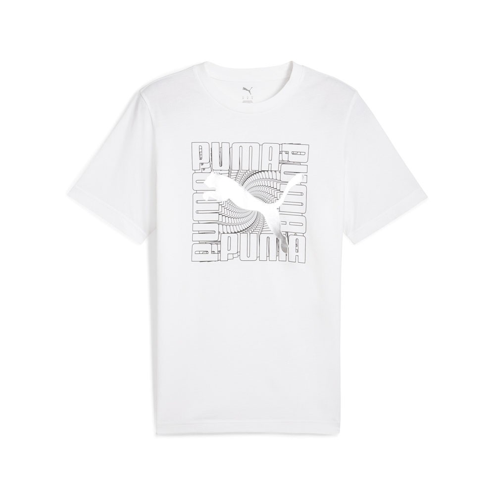 PUMA Graphics Foil Crew Neck Short Sleeve T-Shirt Mens White Casual Tops 6848350