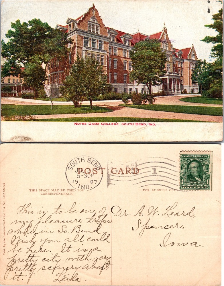 Notre Dame College South Bend Indiana Postcard