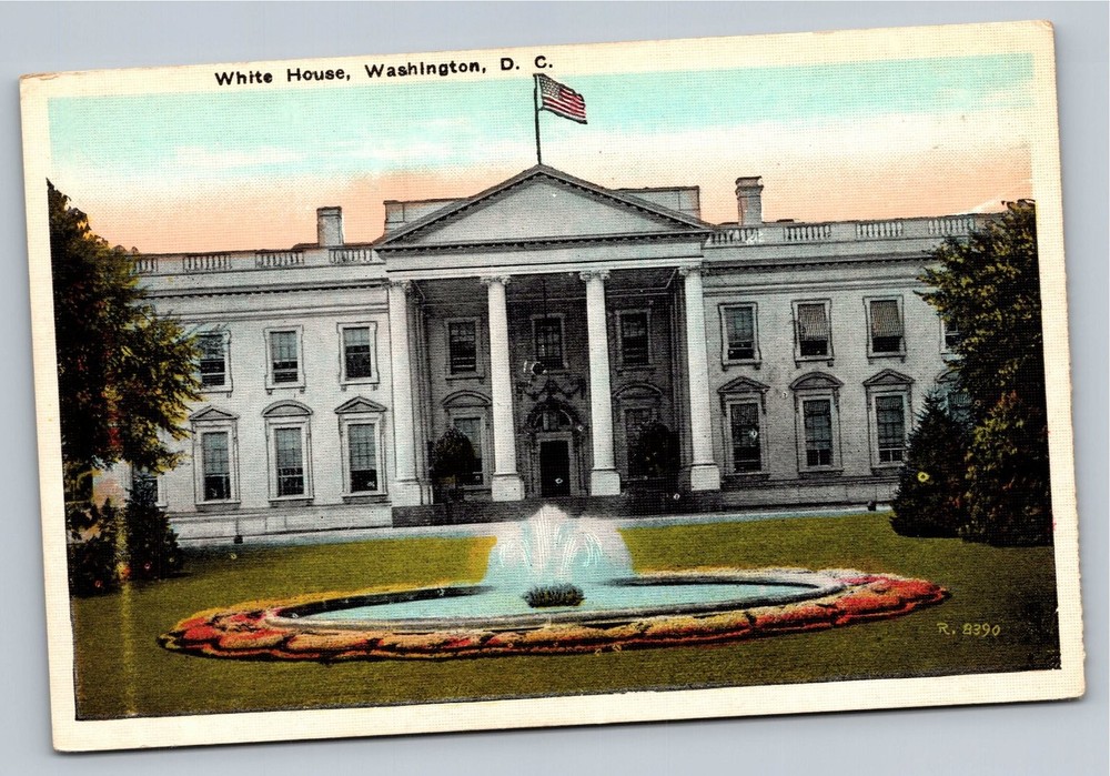Vintage White House Washington DC Linen Postcard by B.S. Reynolds
