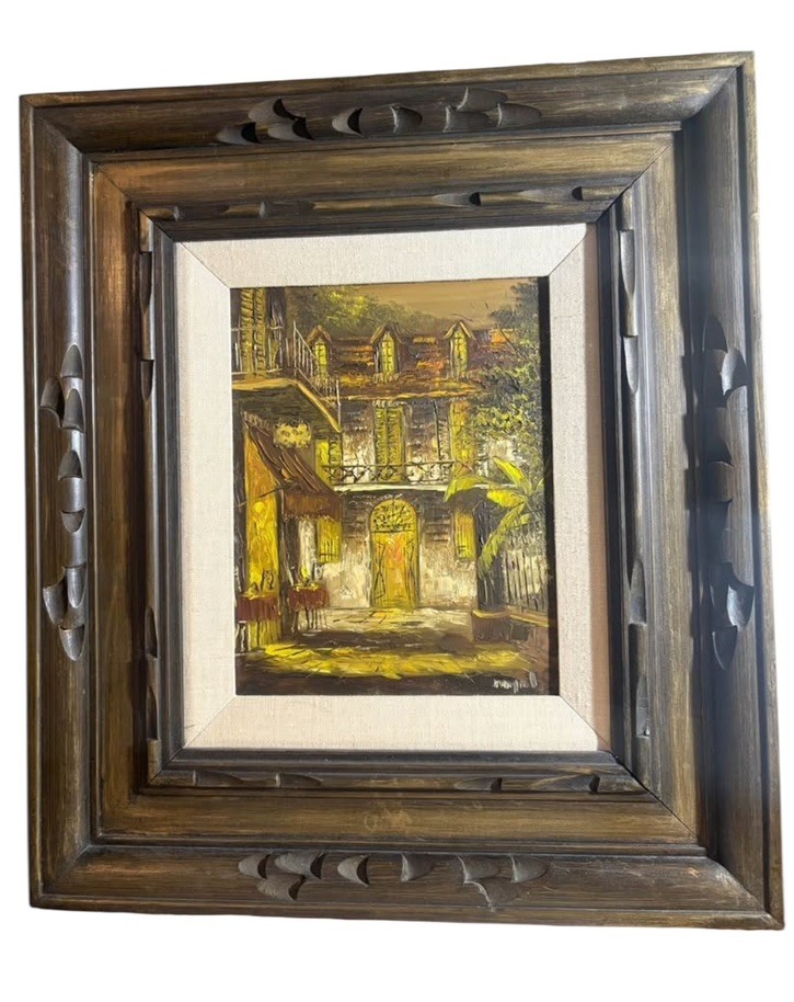 Myrl D'Arcy Signed Original Oil Painting New Orleans French Quarter Courtyard