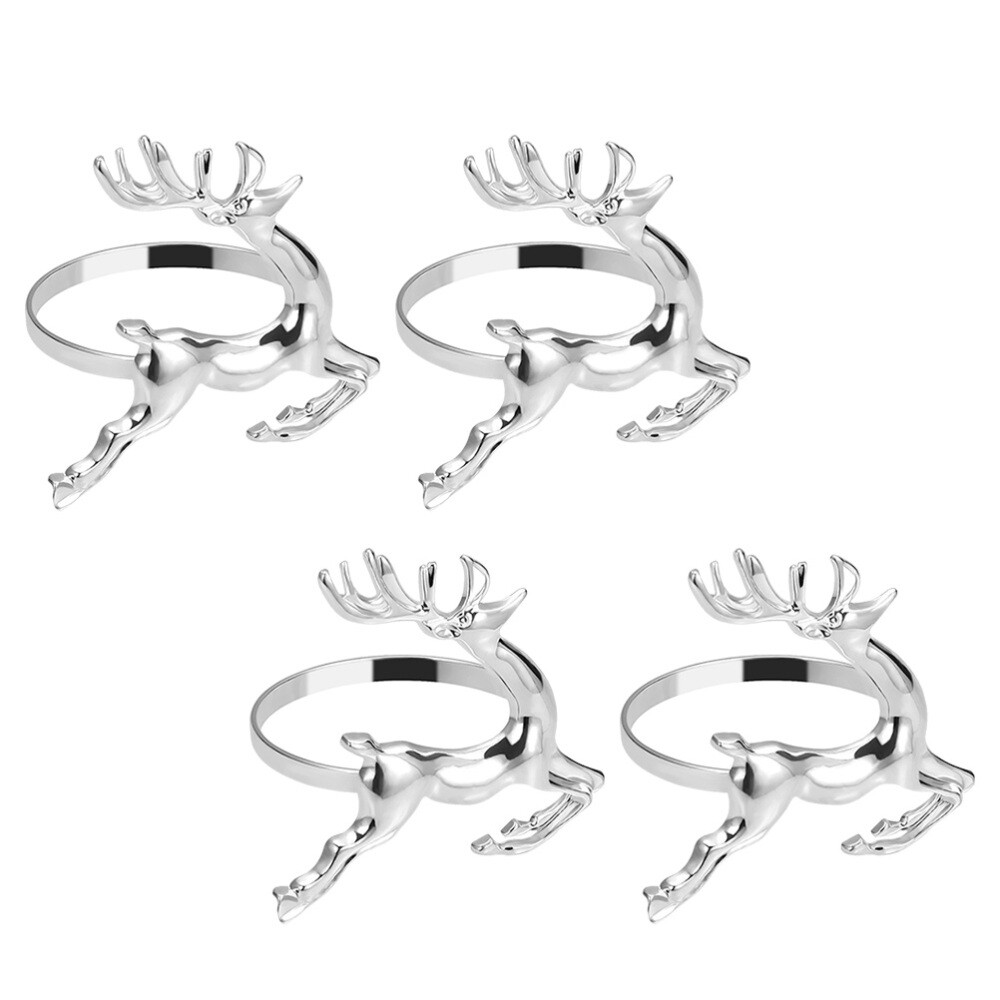 4 Pcs Napkin Buckle Wedding Rings Animal Holder Deer Antlers