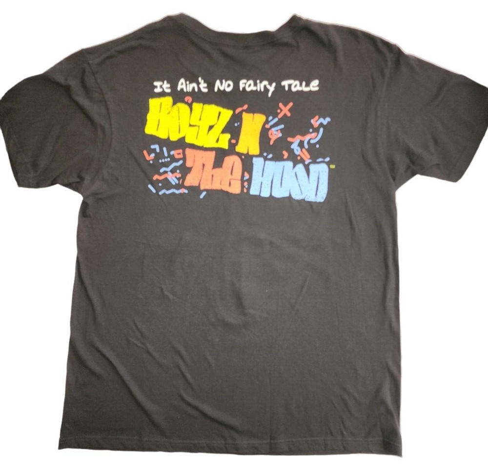 Mens Novelty Tshirt Boyz N the Hood Aint No Fairy Tale Black Size L Rap Group