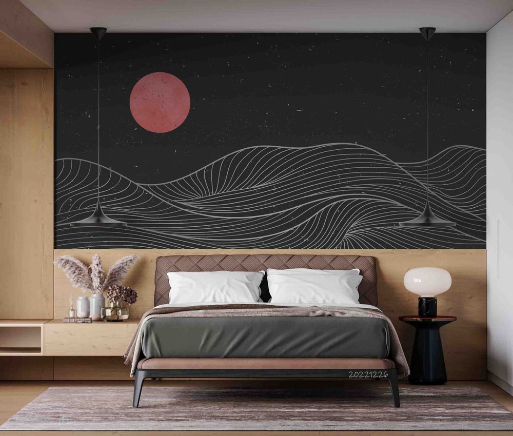 3D Mountain Moon Abstract Painting Wall Murals Wallpaper Murals Wall Sticker 8