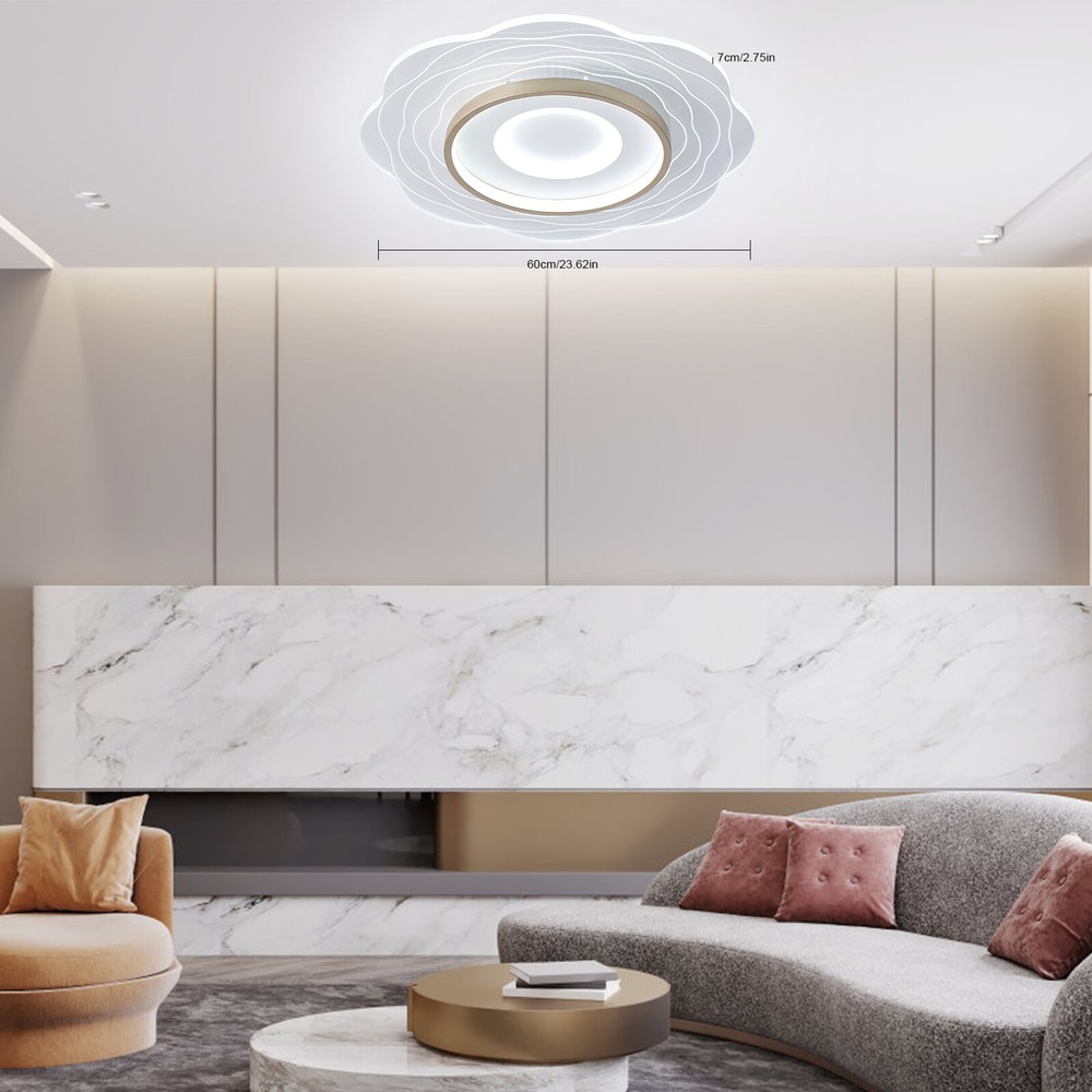 23-Inch Modern LED Ring Chandelier Flush Mount Ceiling Light with Remote