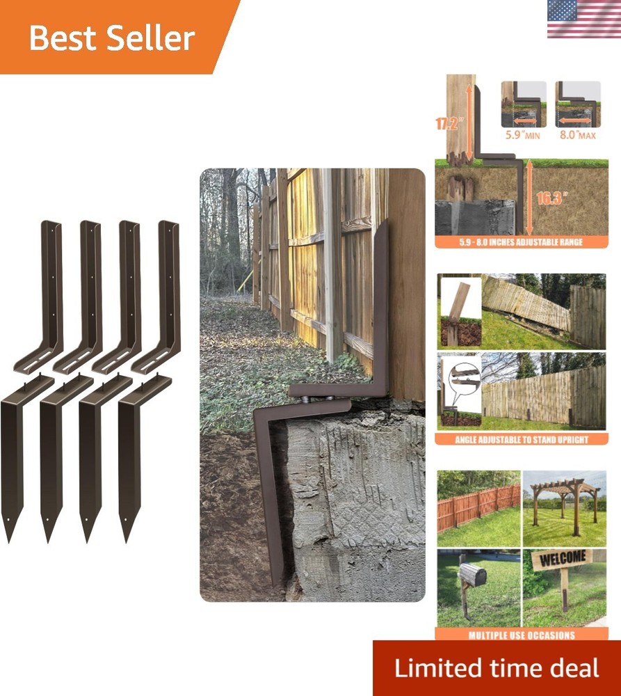 Fence Post Anchor Repair Kit with Adjustable Angle for Concrete Base Wood Support