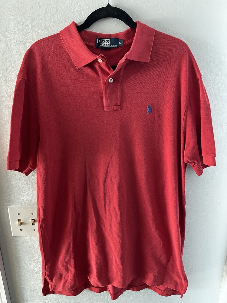 Polo Ralph Lauren Polo Shirt Short Sleeve Size Large Red w/ Blue Pony Mens