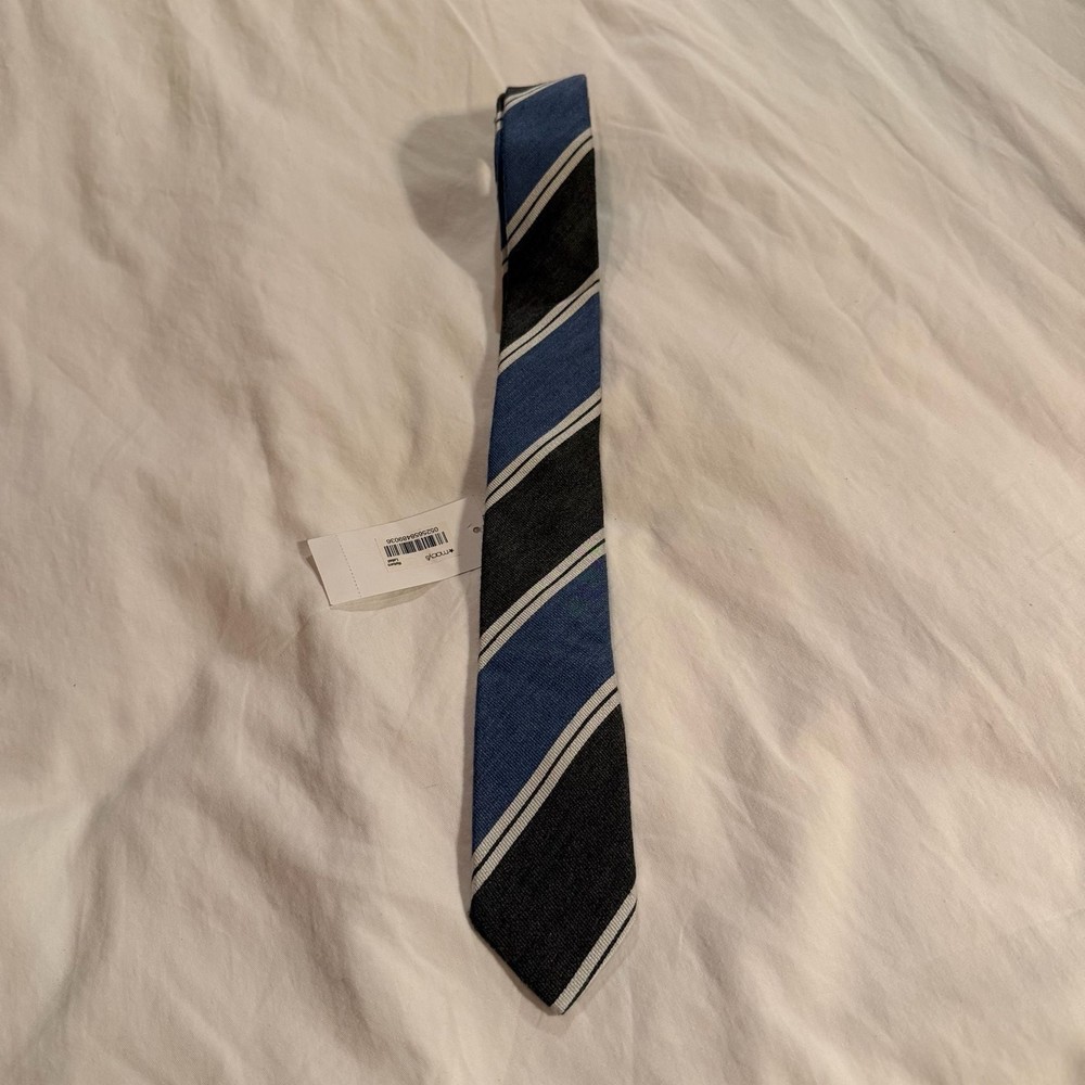 Original Penguin Men's Striped Silk Blend Necktie OS NWT Classic Blue Black Tie