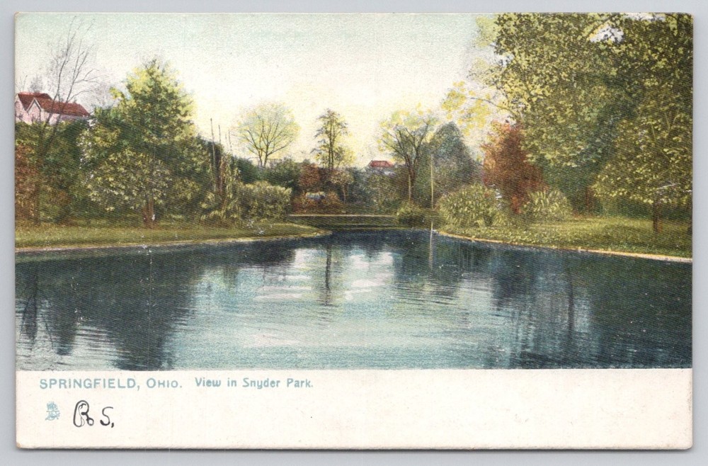 Springfield Ohio Snyder Park Pond View 1909 Postcard Raphael Tuck