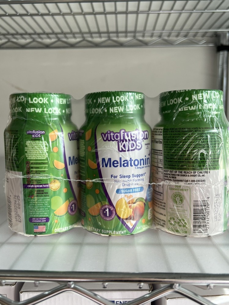 Vitafusion Kids Melatonin Gummy Supplements, Tropical Peach Flavored Sleep. 3pk