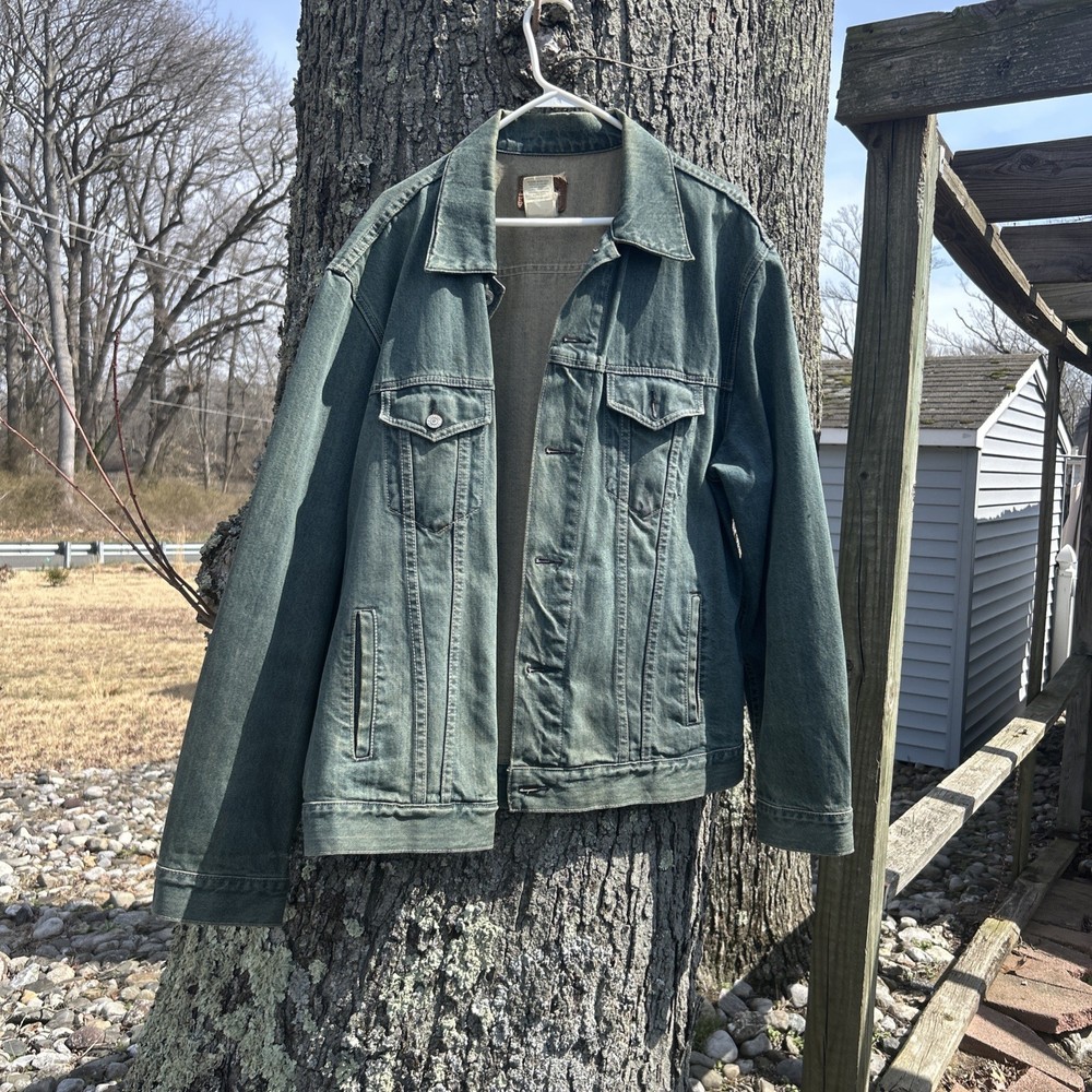 Gap Men's XL Blue Trucker Denim Jacket 90s Vintage Brown Tag