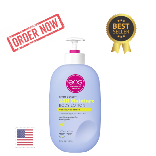 eos Shea Better Body Lotion- Vanilla Cashmere, 24-Hour Moisture Skin Care
