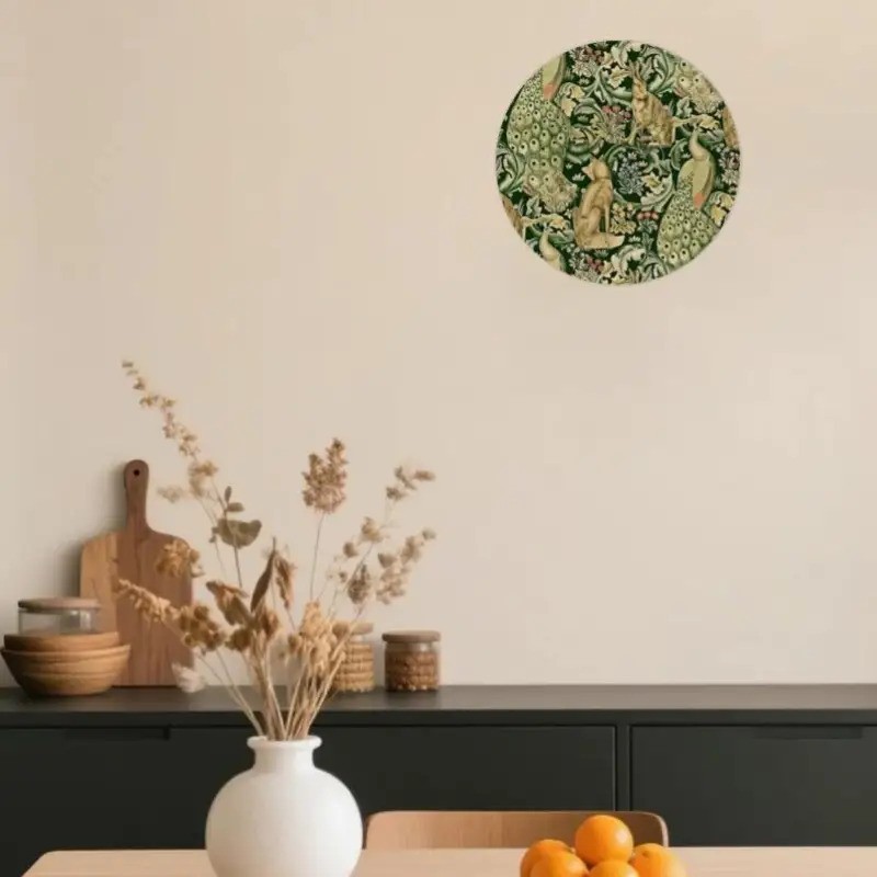 Green Forest Animal Family Round Aluminum Painting Seasonal Decoration