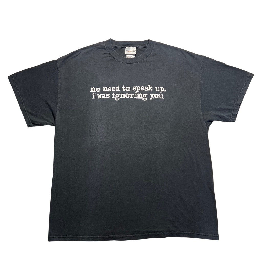 Vintage Funny Quote T Shirt Mens XL Black Y2K Ignoring You Now and Zen Graphic
