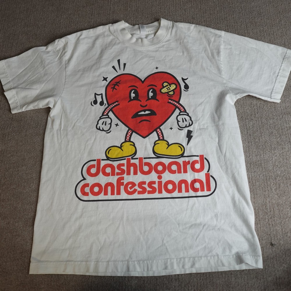 Dashboard Confessional Shirt Medium White My Heart is Yours Made in USA