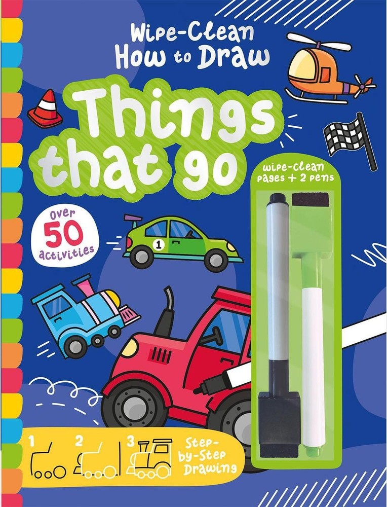 Wipe-Clean How to Draw Things That Go by Jenny Copper Hardcover Book