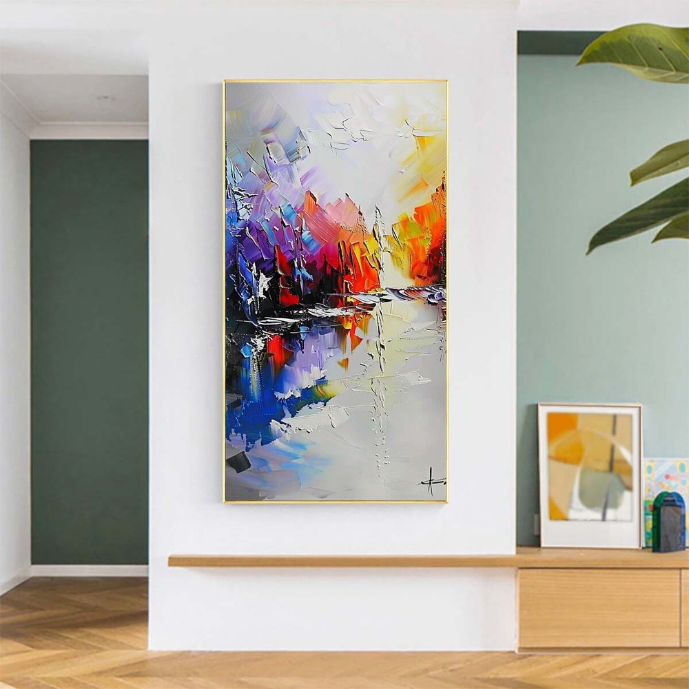 Handpainted Abstract scenery Oil Painting On Canvas Wall Art Purple Home Decor