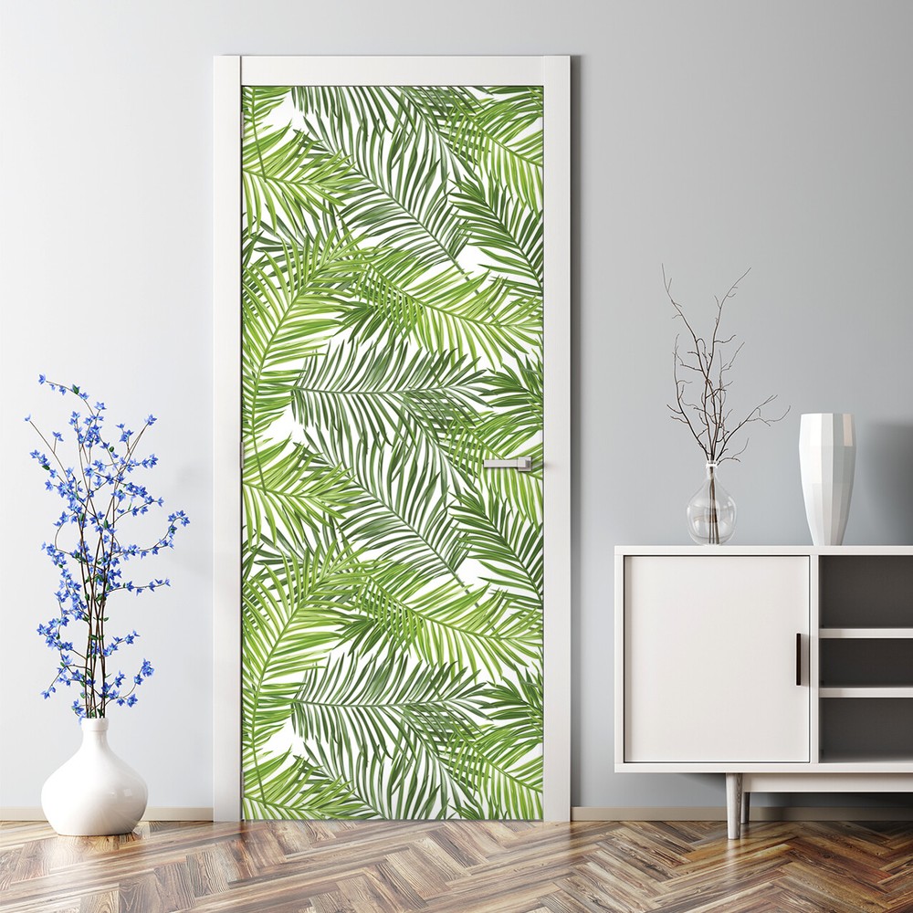 Bubble Free Door sticker Palm leaf Green palm leaves Palm foliage self adhesive