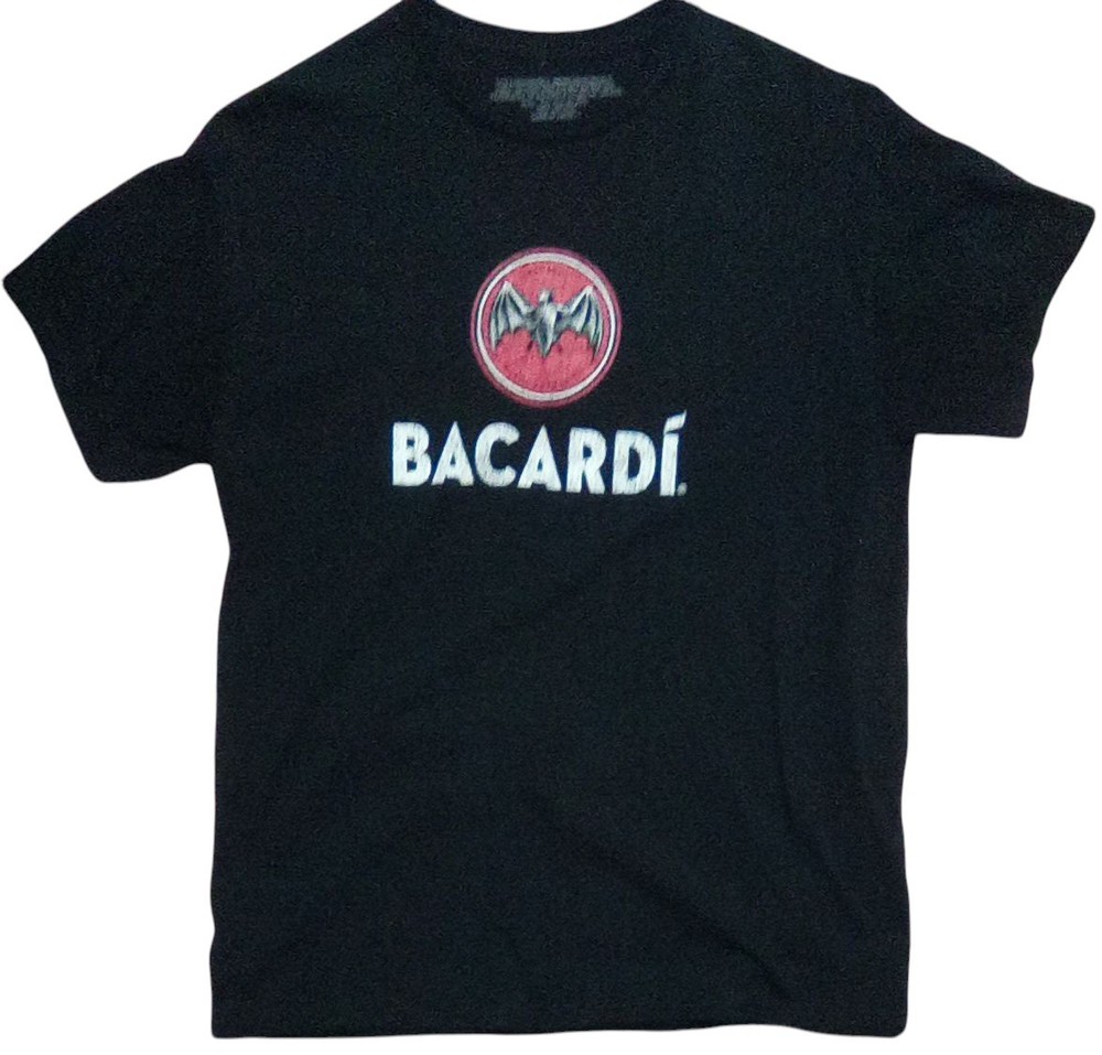 Bacardi Men’s Large Black T-Shirt Short Sleeve Graphic Logo Casual Wear