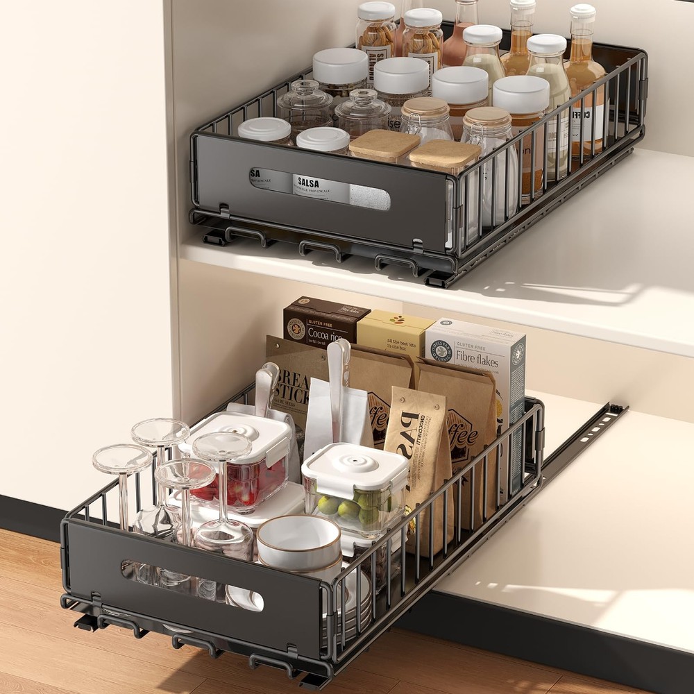 1 Pack Pull Out Cabinet Organizer, Slide Out drawers for cabinets, Heavy Duty...