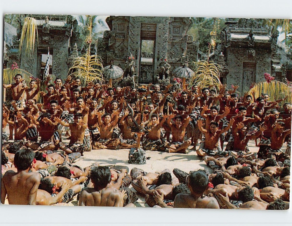 Postcard Monkey Dance Kecak Bali Indonesia