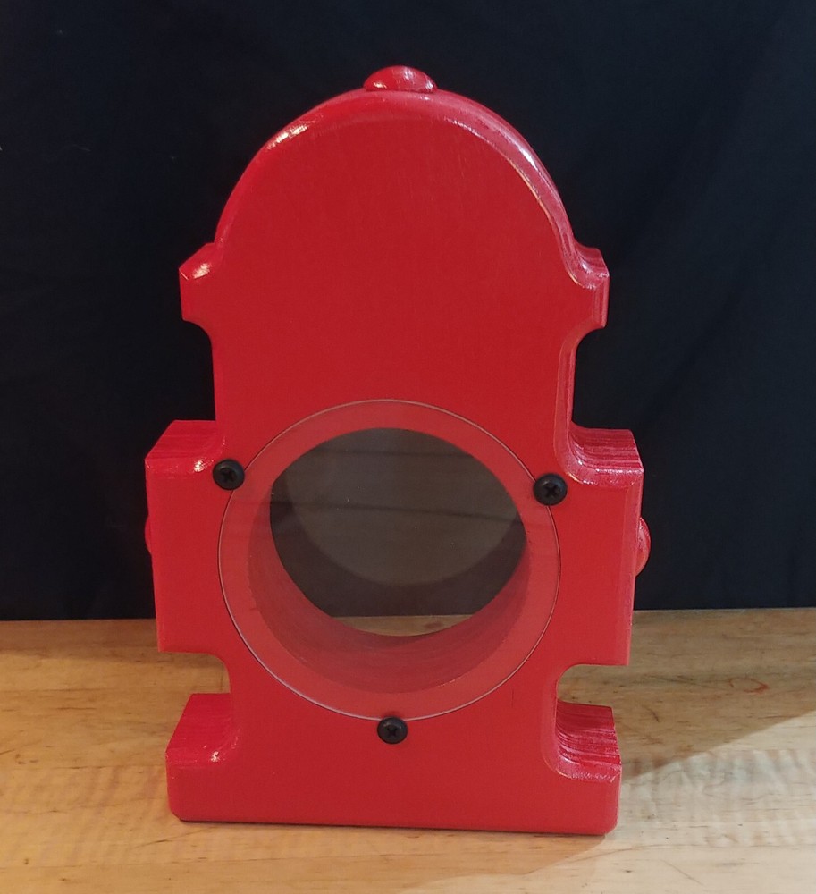 **Handmade Wooden Fire Plug Coin Bank - Unique Firefighter Gift, Made in the USA
