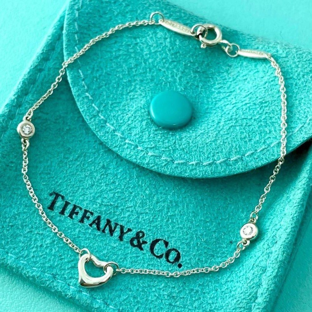 Tiffany Open Heart 2-Piece By The Yard Silver Bracelet Pre-Owned