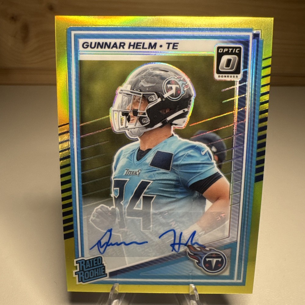 2025 Donruss Optic - Gunnar Helm Yellow Auto /99 (RC) #294 | Tennessee Titans SP
