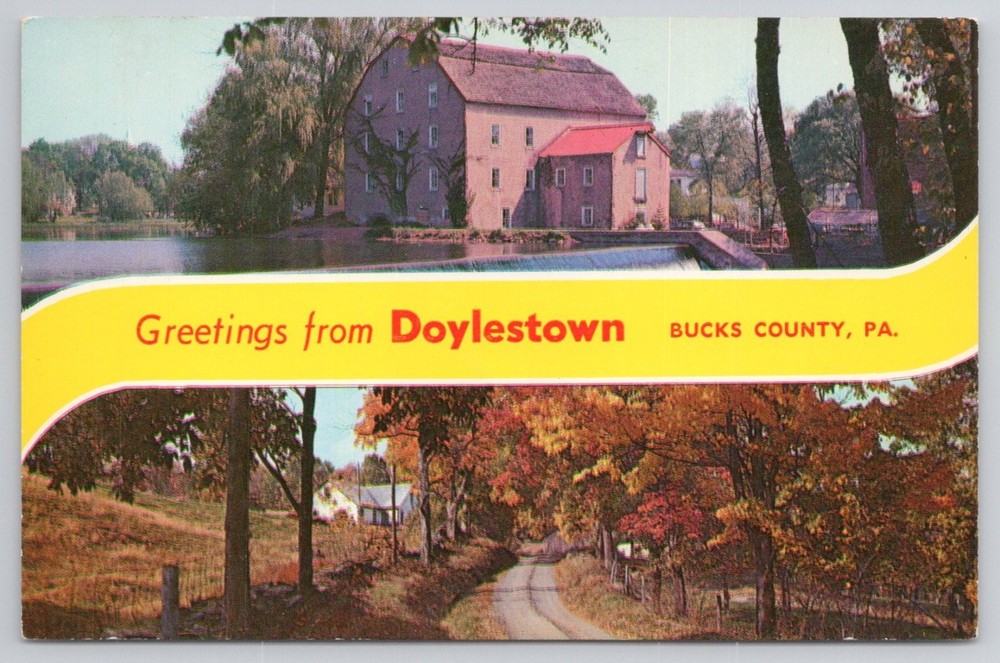 Doylestown PA Bucks County Scheller Chrome Postcard Mill & Fall Scene Unposted