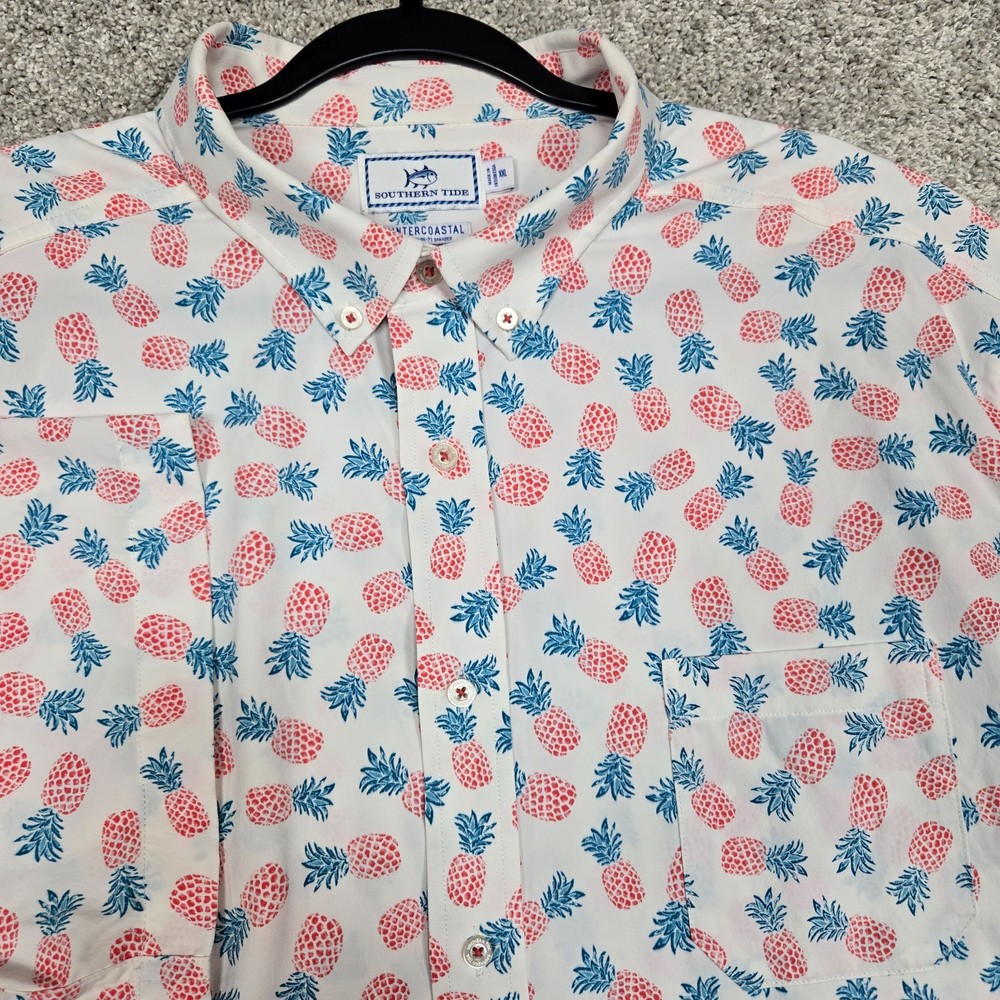 Southern Tide Intercoastal Shirt Men 2XL Pineapple AOP Short Sleeve performance