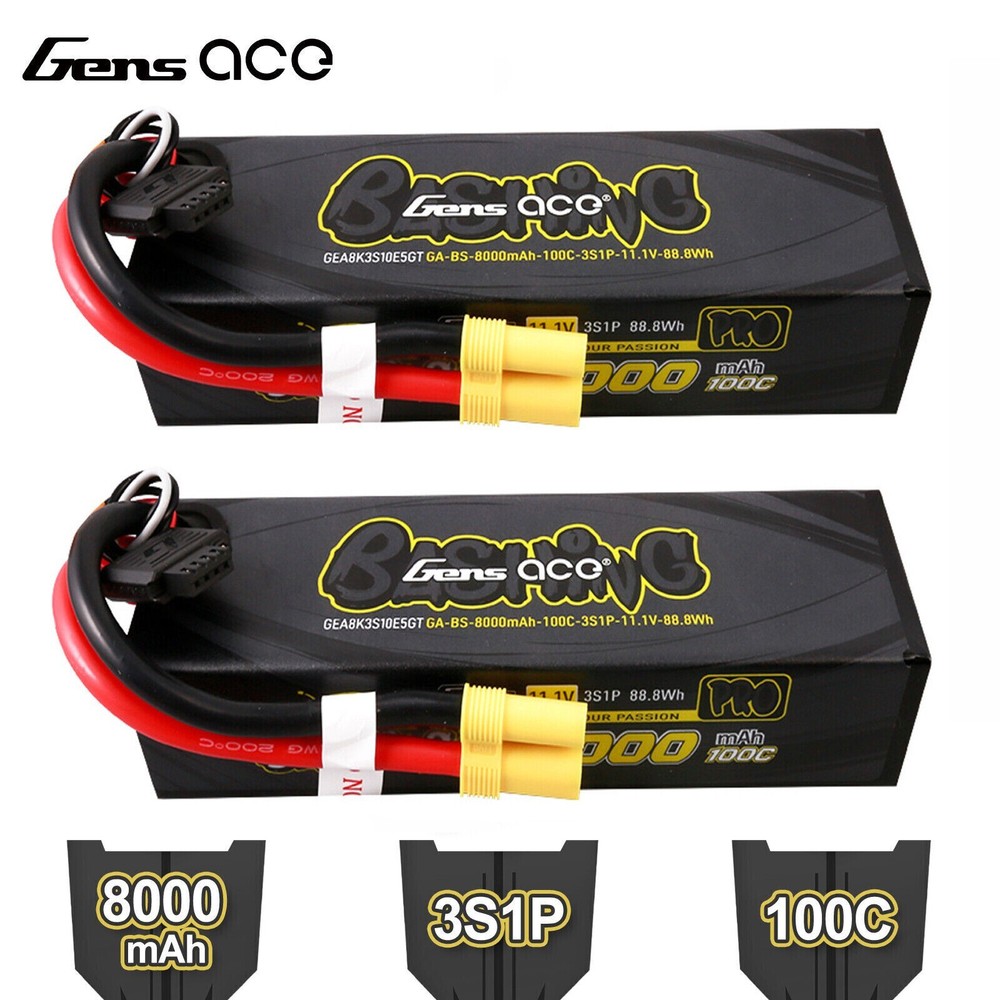 2X Gens Ace G-Tech Bashing 8000mAh 11.1V 100C 3S Lipo Battery EC5 For Arrma Car-image
