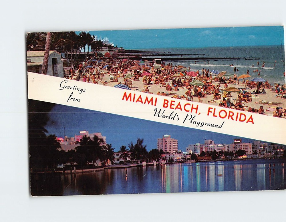 Postcard Worlds Playground Greetings from Miami Beach Florida USA