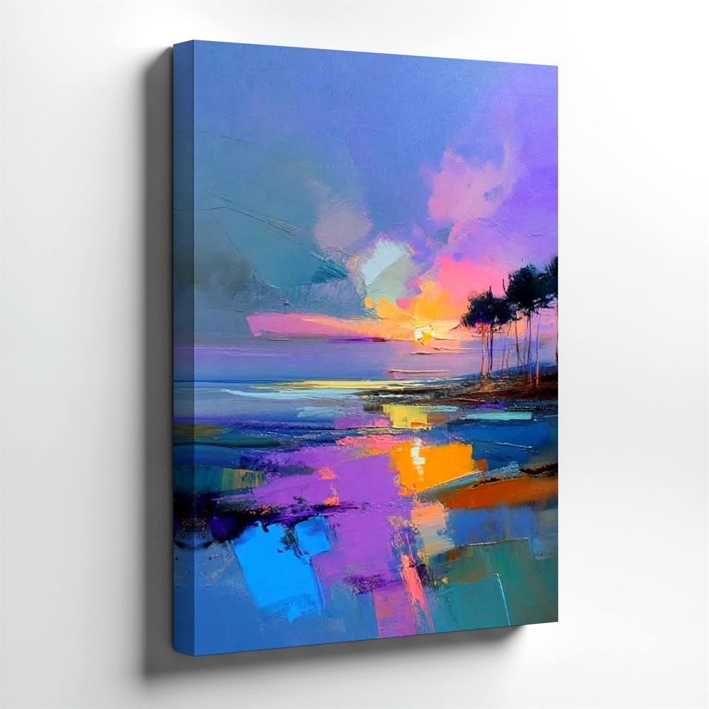 Wall Art Abstract Sunset Seascape Coastal Landscape Canvas Print Colorful Poster