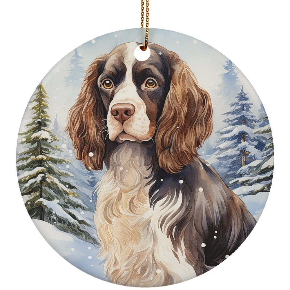 Cute Springer Spaniel Dog Snow Christmas 2024 Ornament Ceramic Gift Xmas Decor