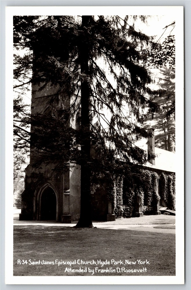 Hyde Park New York~St James Episcopal Church~FDR Attended~RPPC~Kodak~Real Photo