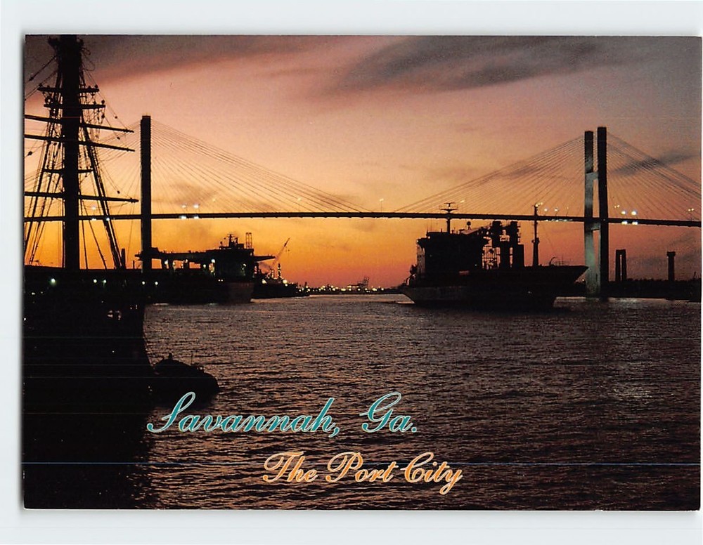 Postcard Sunset View from River Street Savannah Georgia USA
