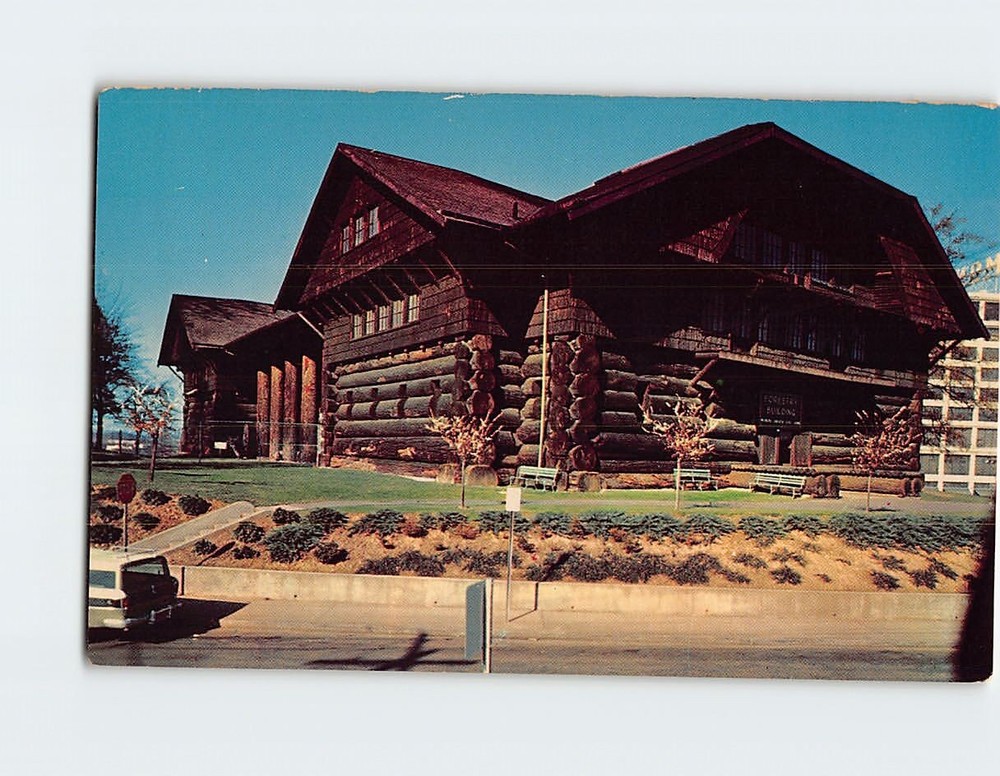 Postcard The World's Largest Log Cabin Portland Oregon USA