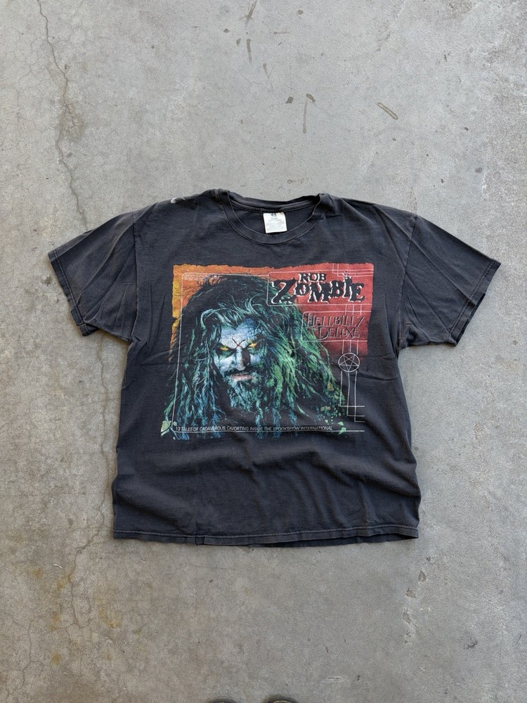 Vintage Faded 1998 Rob Zombie Hellbilly Deluxe Thrashed T-Shirt Black Size XL