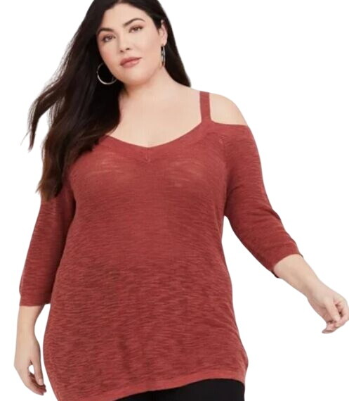 Torrid Womens Plus Size Cold Shoulder Knit Top Orange Size 4 NWT